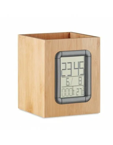 Bamboo pen holder and LCD clock MANILA | MO6289