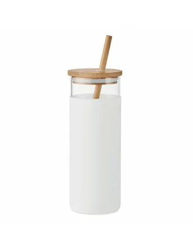 Glass tumbler 450ml bamboo lid STRASS | MO6352