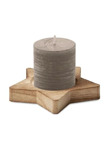 Candle on star wooden base LOTUS