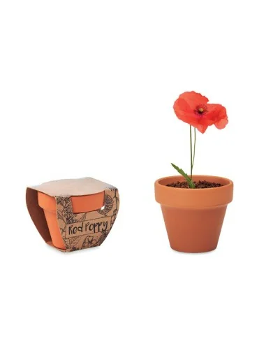 Terracotta pot 'poppy' RED POPPY