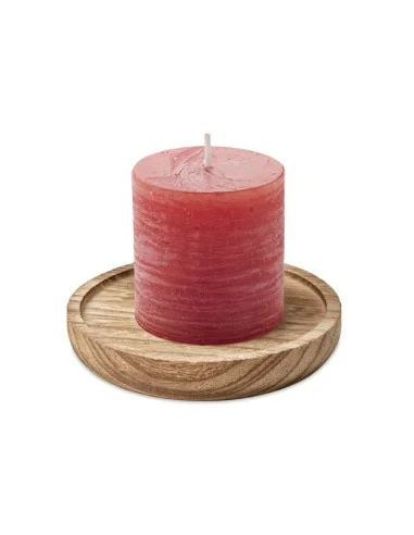 Candle on round wooden base PENTAS