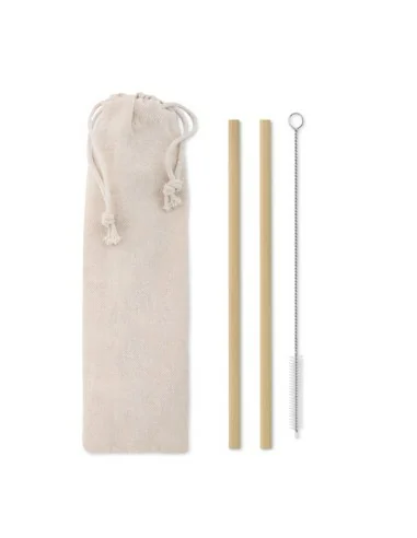 Bamboo Straw w/brush in pouch NATURAL STRAW